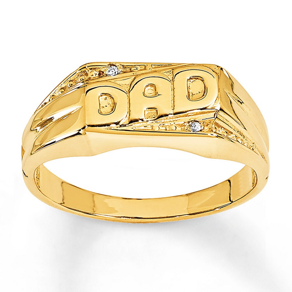 Men's Dad Ring Diamond Accents 14K Yellow Gold FmOtxDRH