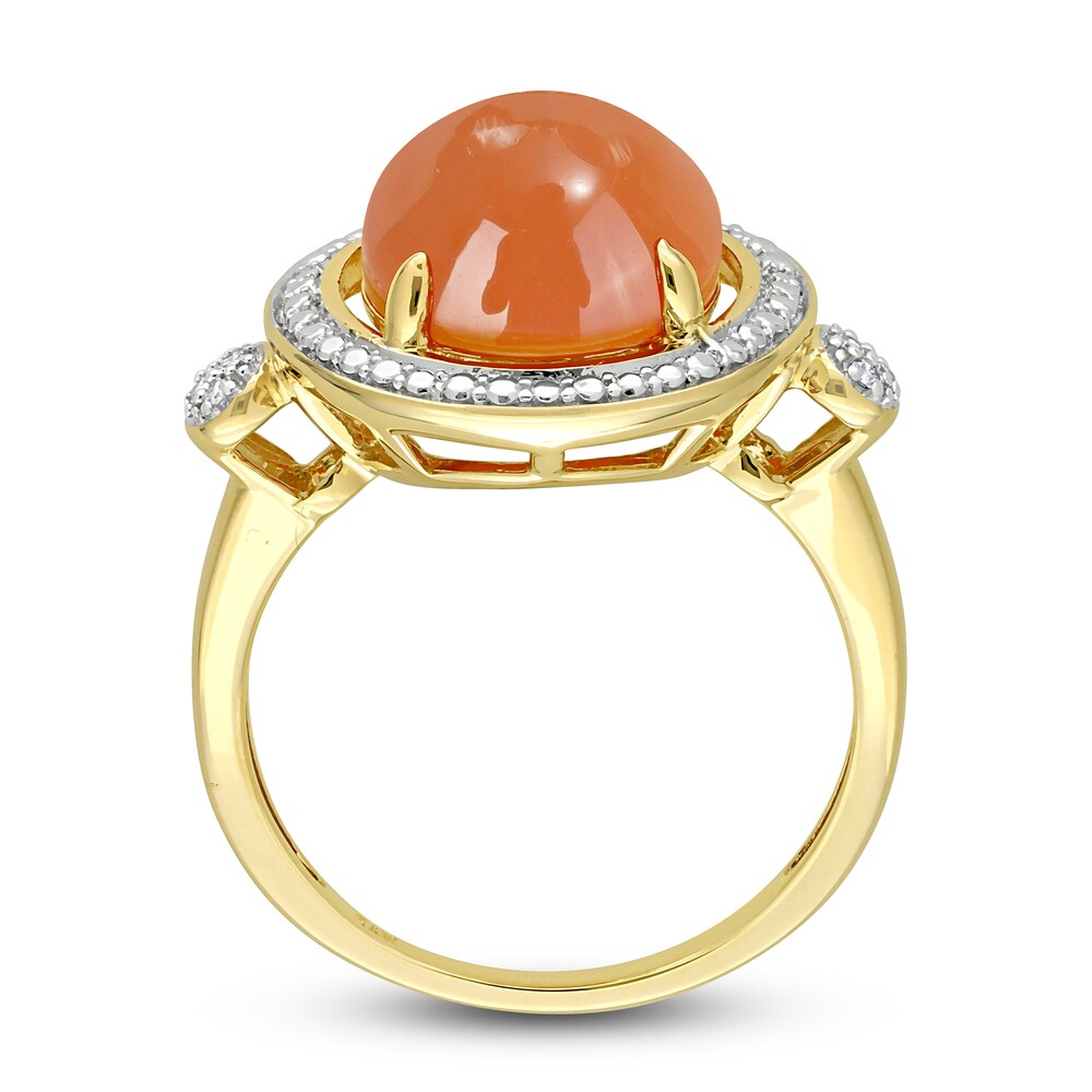 Natural Orange Moonstone Ring 1/20 ct tw Round 14K Yellow Gold FsYxYn8G