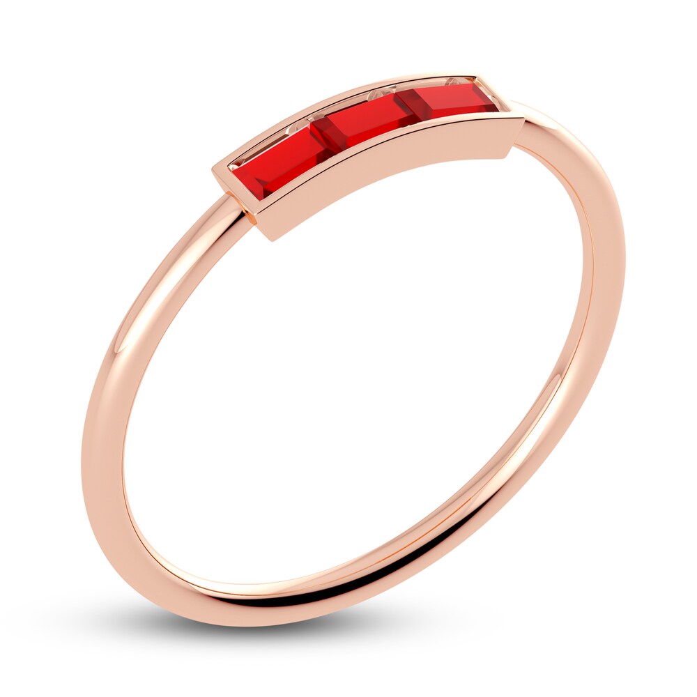 Juliette Maison Natural Ruby Baguette Bar Ring 10K Rose Gold GEQRchaX