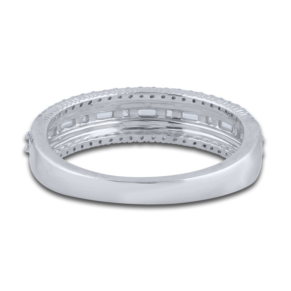 Diamond Multi-Row Anniversary Band 1/2 ct tw Round/Baguette 14K White Gold GEnY9uk3