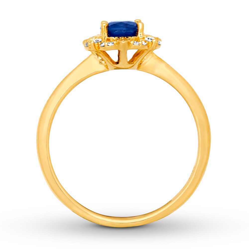 Natural Sapphire Ring 1/10 ct tw Diamonds 10K Yellow Gold GFjfUNP9