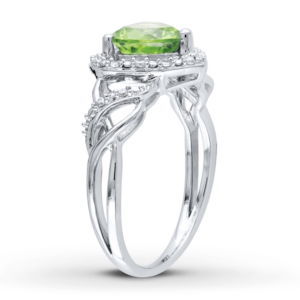 Peridot Heart Ring 1/10 ct tw Diamonds Sterling Silver GGxEZsip