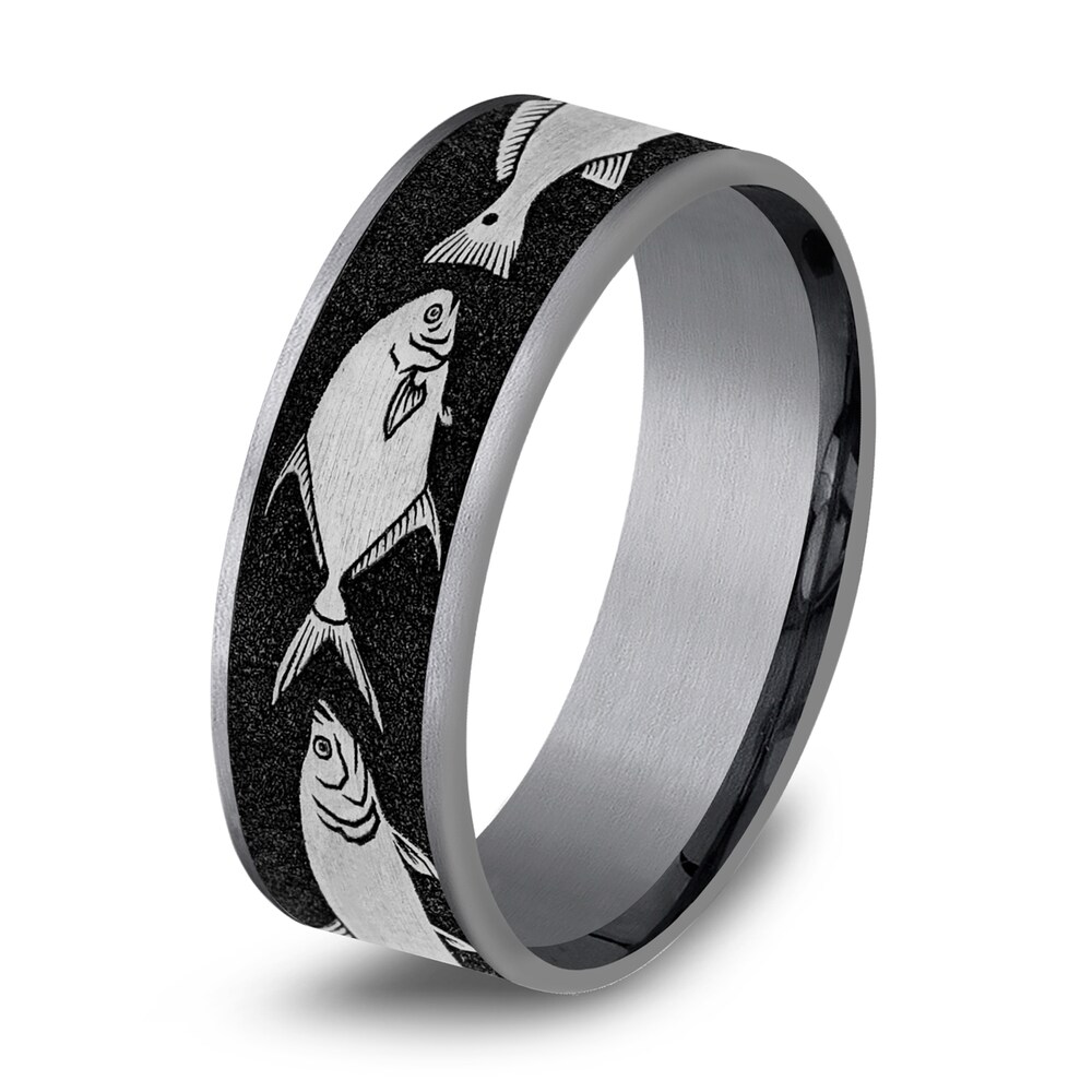 Bay Fish Wedding Band Tantalum 7.5mm GHpPpk7S