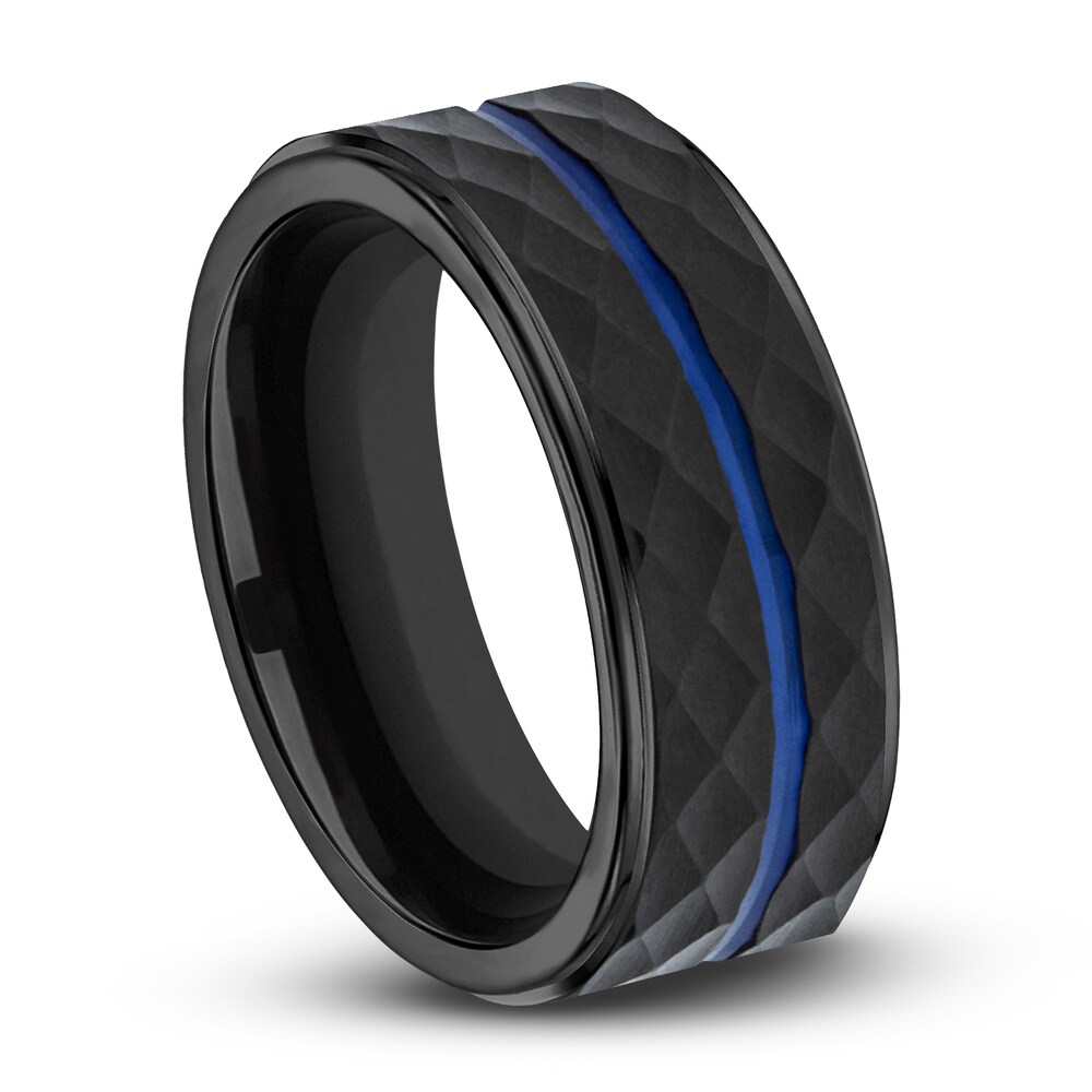 Line Wedding Band Black Cobalt 8.0mm GQeY30YL