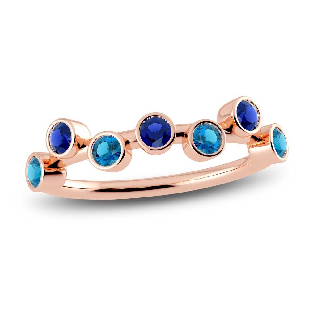 Juliette Maison Natural Blue Zircon & Natural Blue Sapphire Ring 10K Rose Gold GWPxBvZr