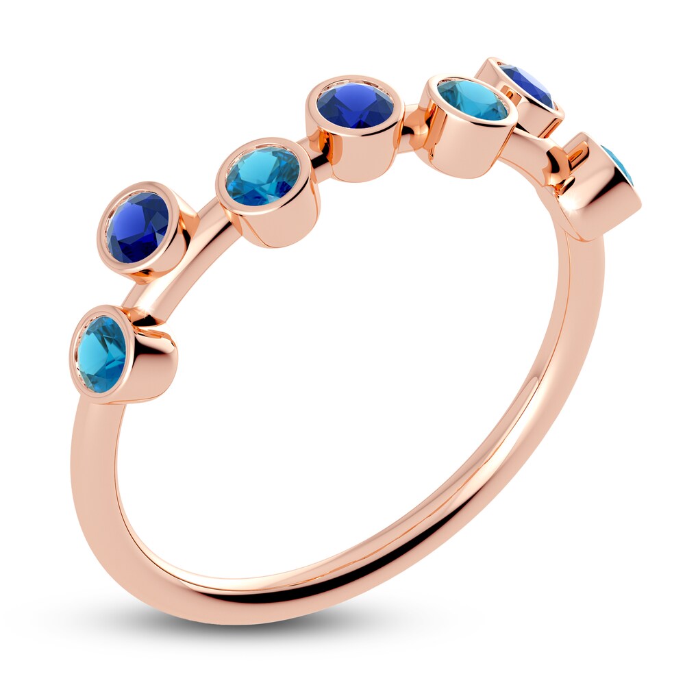 Juliette Maison Natural Blue Zircon & Natural Blue Sapphire Ring 10K Rose Gold GWPxBvZr