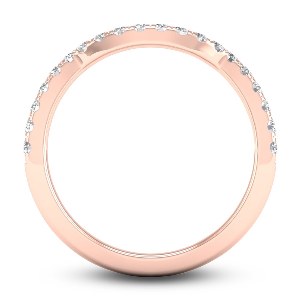 Diamond Contour Wedding Band 1/3 ct tw Round 14K Rose Gold GYWT94aa