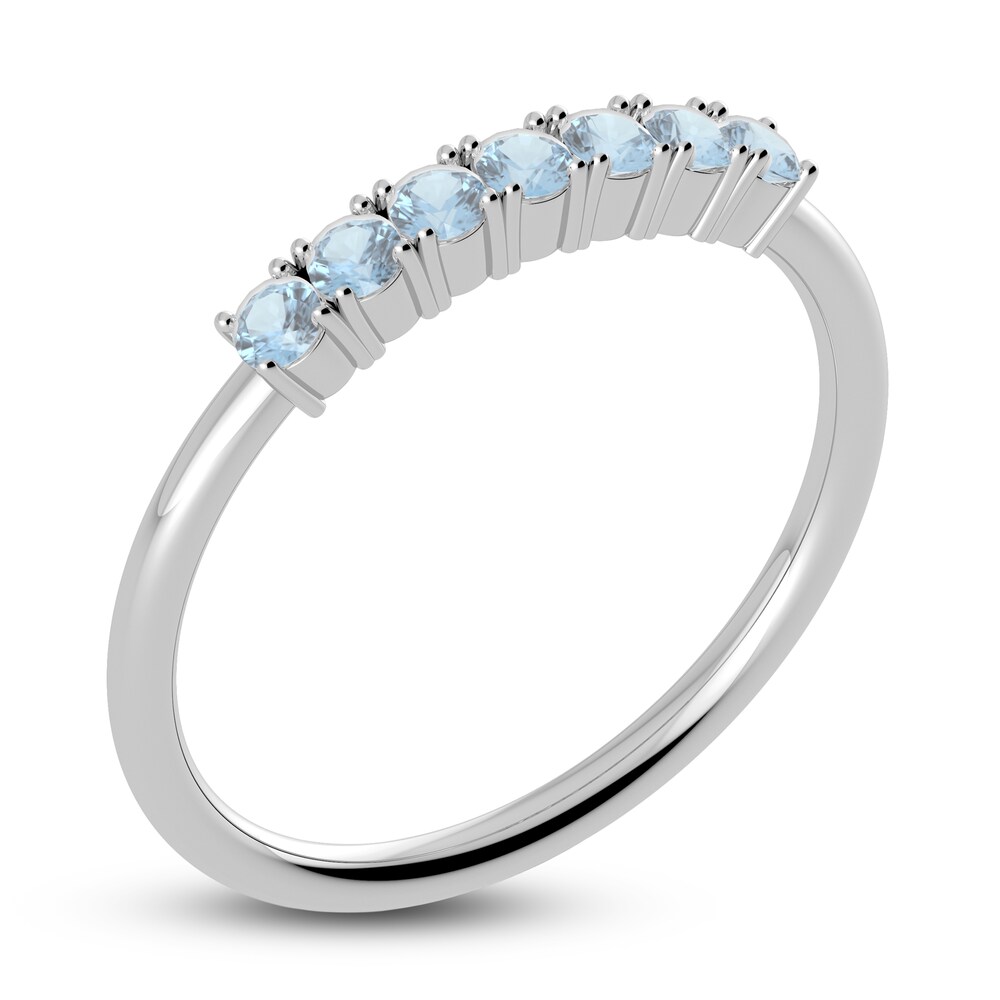 Juliette Maison Natural Aquamarine Half Eternity Ring 10K White Gold GaC2KtDv