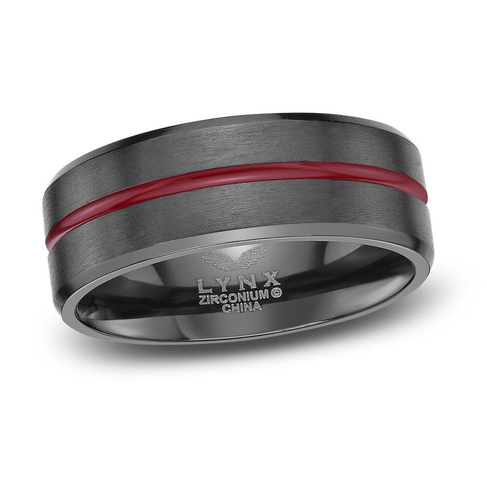Men's Wedding Band Black Zirconium/Red Ion-Plating 8.0mm Glu5ZN3B