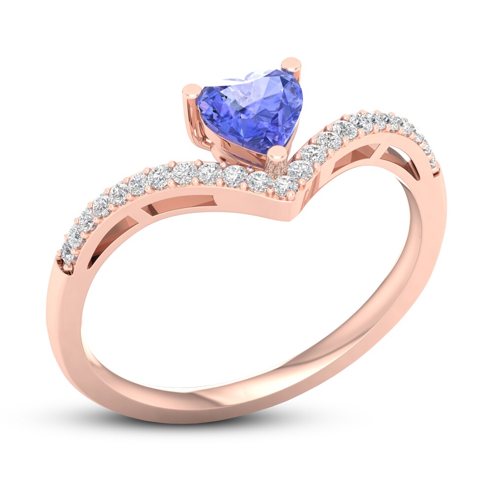 Natural Tanzanite Ring 1/10 ct tw Diamonds 10K Rose Gold GnQA17tR