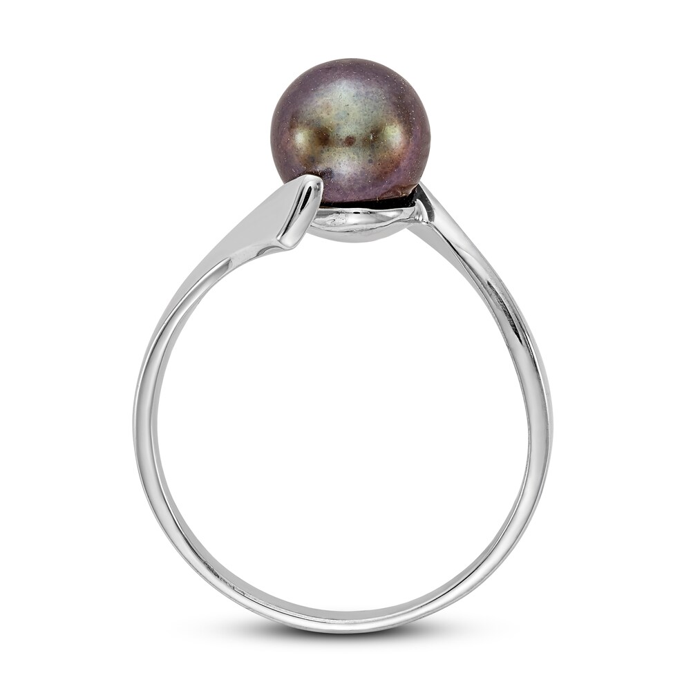 Black Cultured Freshwater Pearl Ring 14K White Gold GwopsHLN