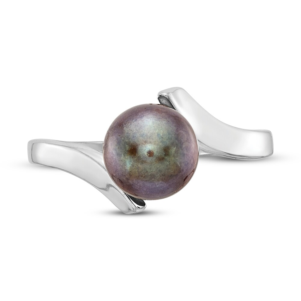 Black Cultured Freshwater Pearl Ring 14K White Gold GwopsHLN