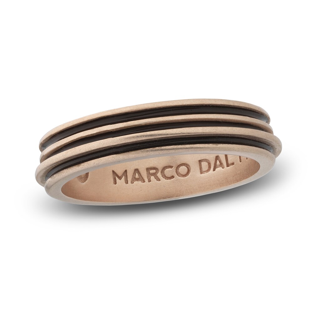 Marco Dal Maso Men\'s Acies Thin Ring Brown Enamel Sterling Silver/18K Rose Gold-Plated Gy1T2KnI [Gy1T2KnI]