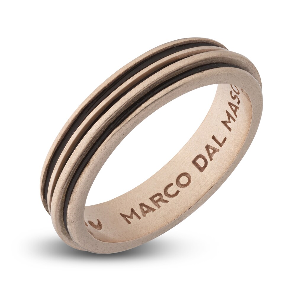 Marco Dal Maso Men\'s Acies Thin Ring Brown Enamel Sterling Silver/18K Rose Gold-Plated Gy1T2KnI
