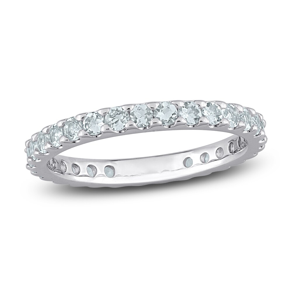 Natural Aquamarine Eternity Ring 10K White Gold H7MUkGkX