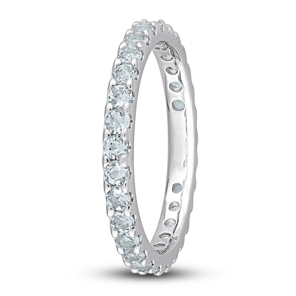 Natural Aquamarine Eternity Ring 10K White Gold H7MUkGkX