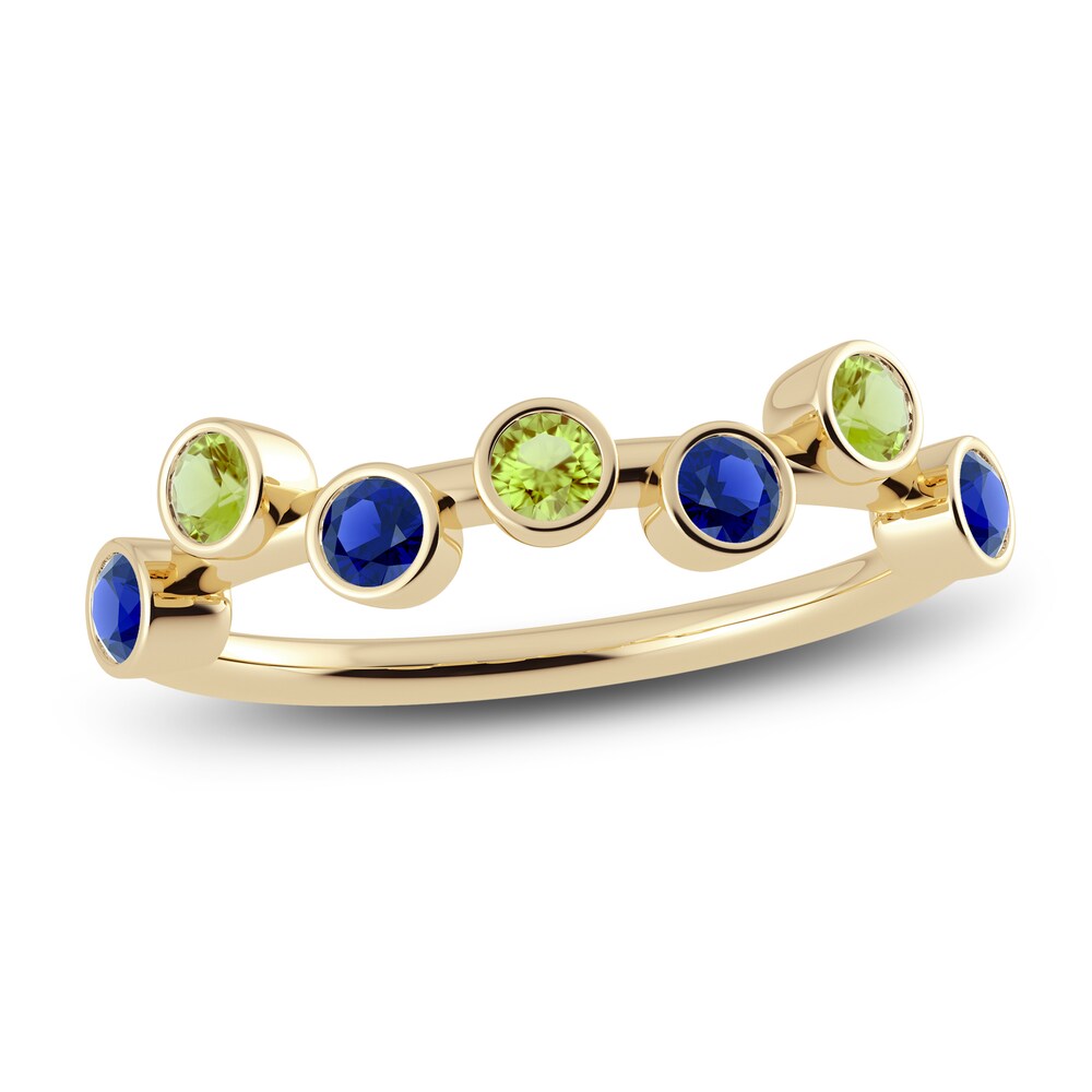 Juliette Maison Natural Peridot & Natural Blue Sapphire Ring 10K Yellow Gold H7khHGte [H7khHGte]