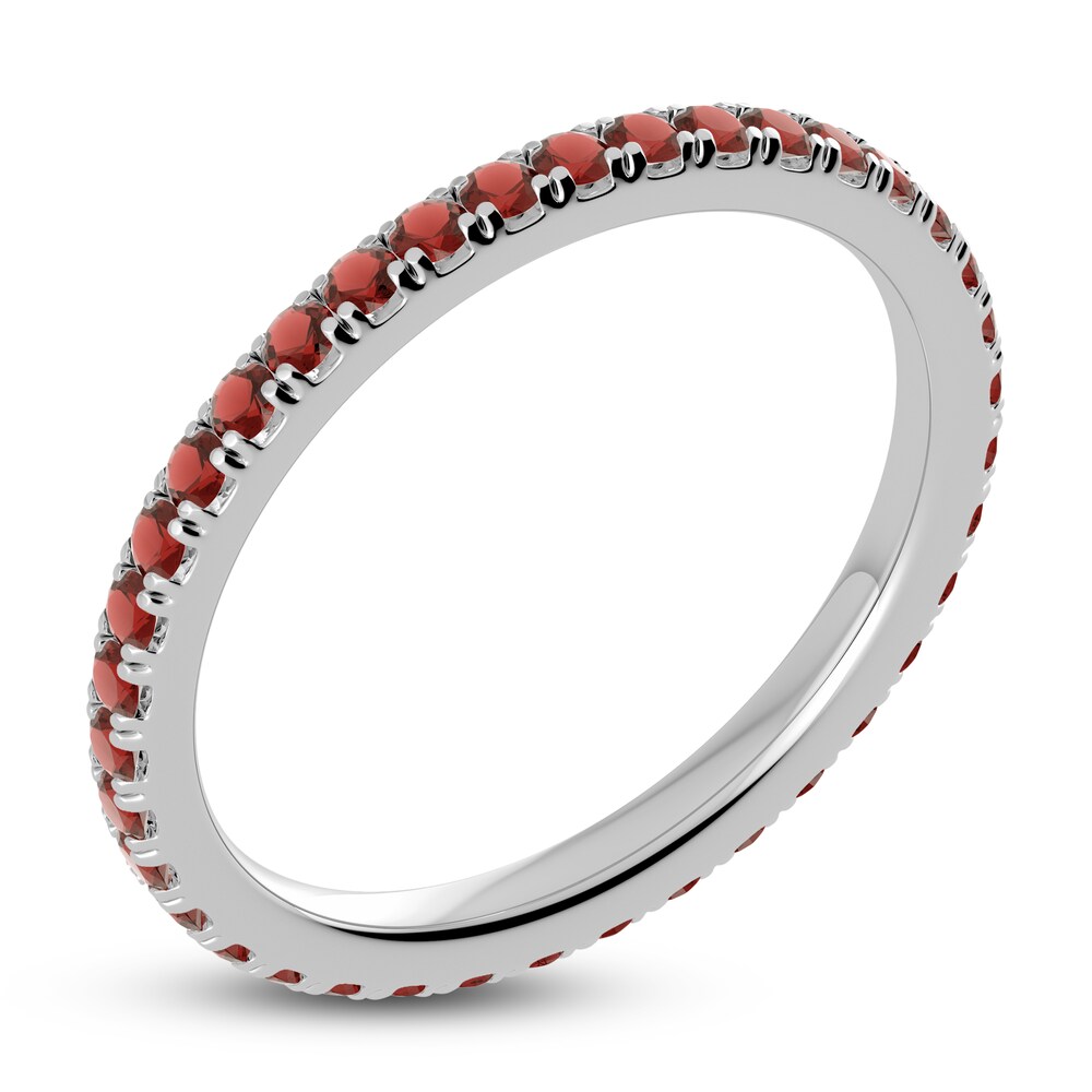 Juliette Maison Natural Garnet Eternity Ring 10K White Gold H9Y31qZi