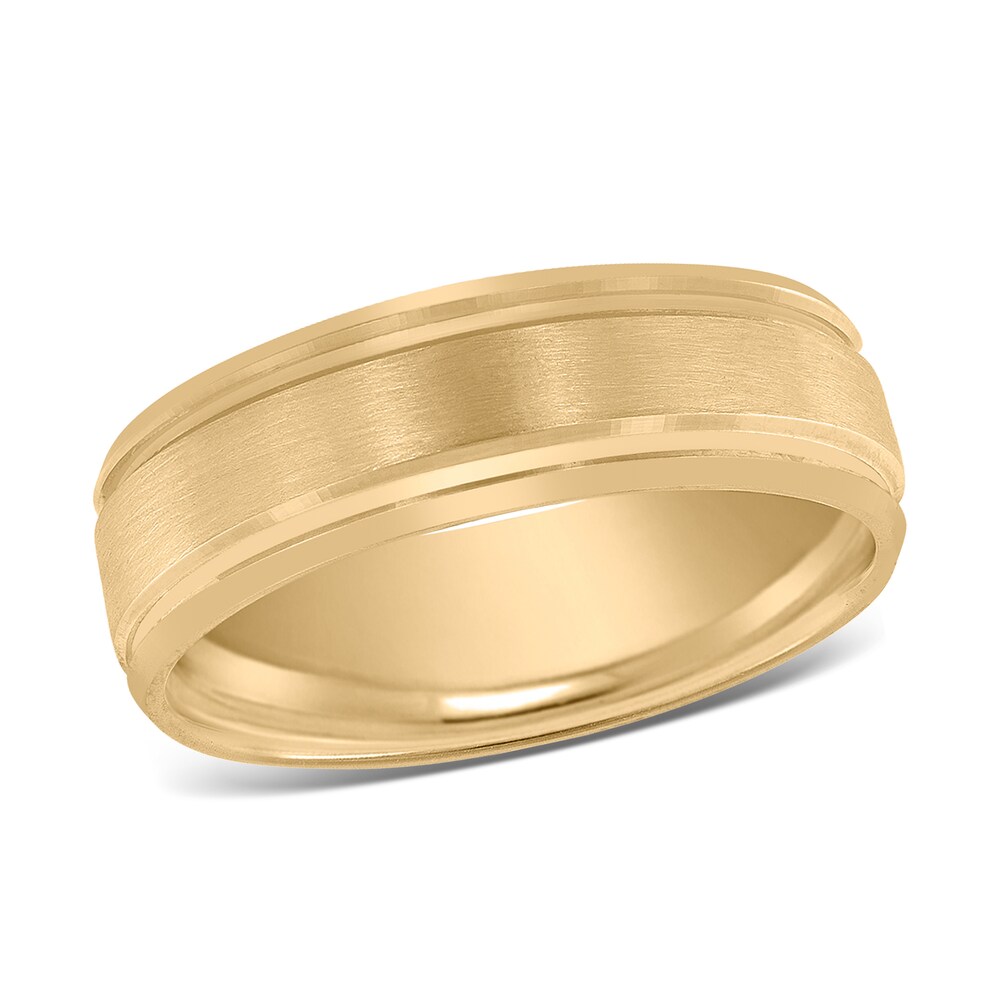 Men's Beveled Wedding Band 14K Yellow Gold 7mm HQXzY3NK