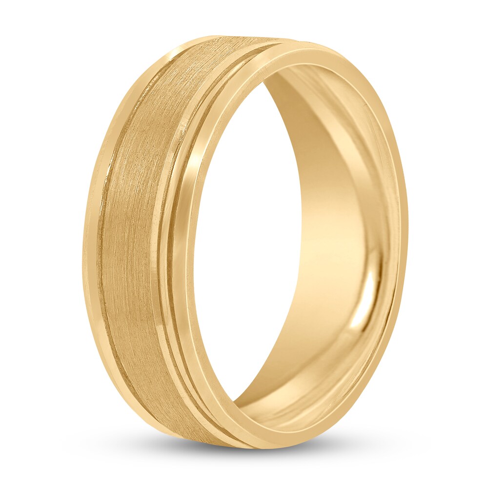 Men\'s Beveled Wedding Band 14K Yellow Gold 7mm HQXzY3NK