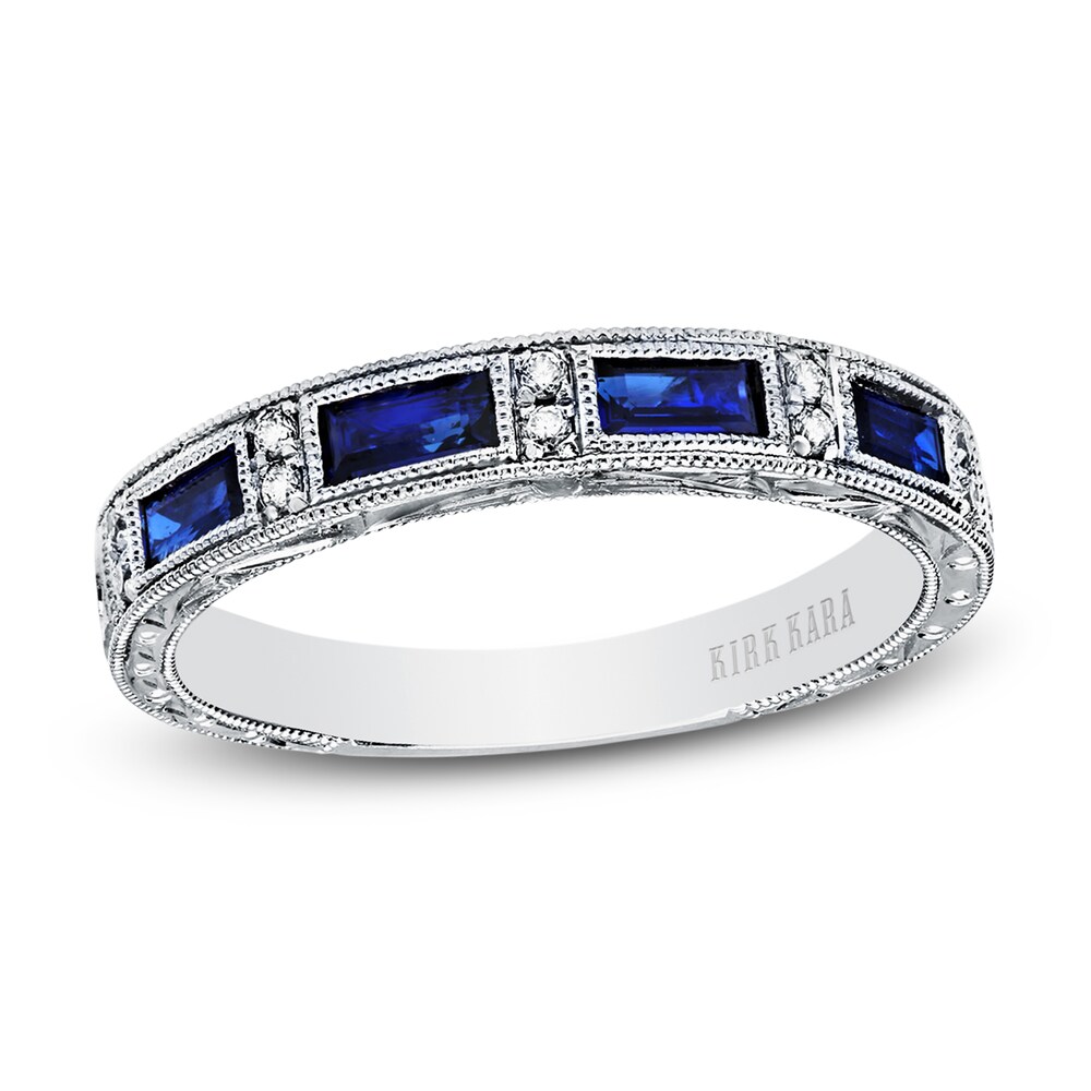 Kirk Kara Natural Blue Sapphire Anniversary Band 1/20 ct tw Diamonds 18K White Gold HdrwRGF4