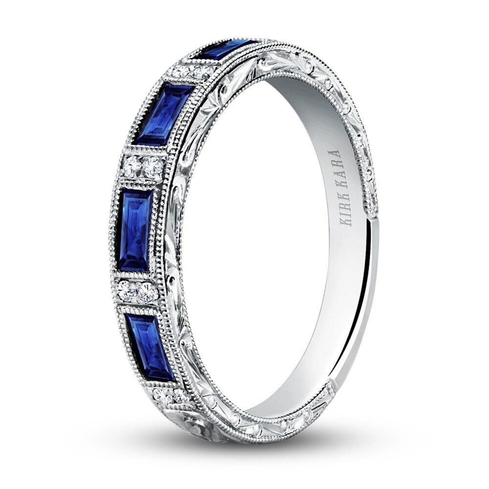 Kirk Kara Natural Blue Sapphire Anniversary Band 1/20 ct tw Diamonds 18K White Gold HdrwRGF4