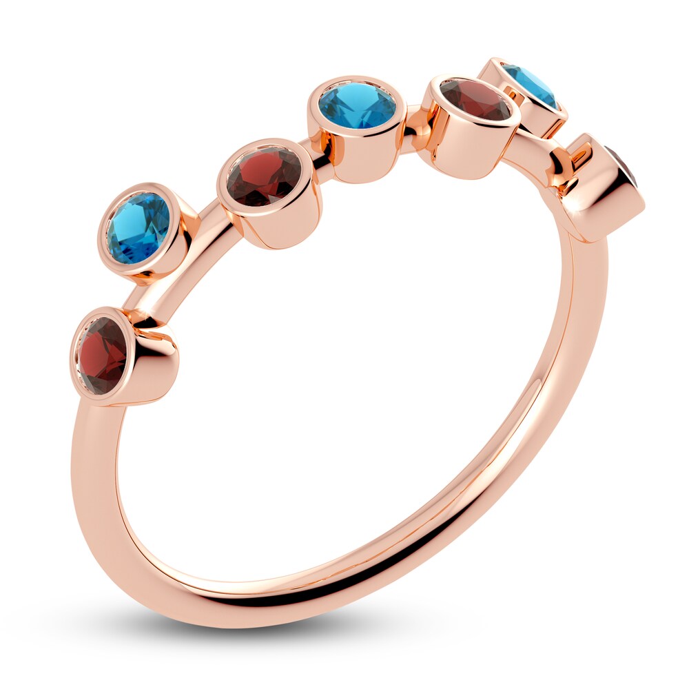 Juliette Maison Natural Garnet & Natural Blue Zircon Ring 10K Rose Gold Hf7XtZog