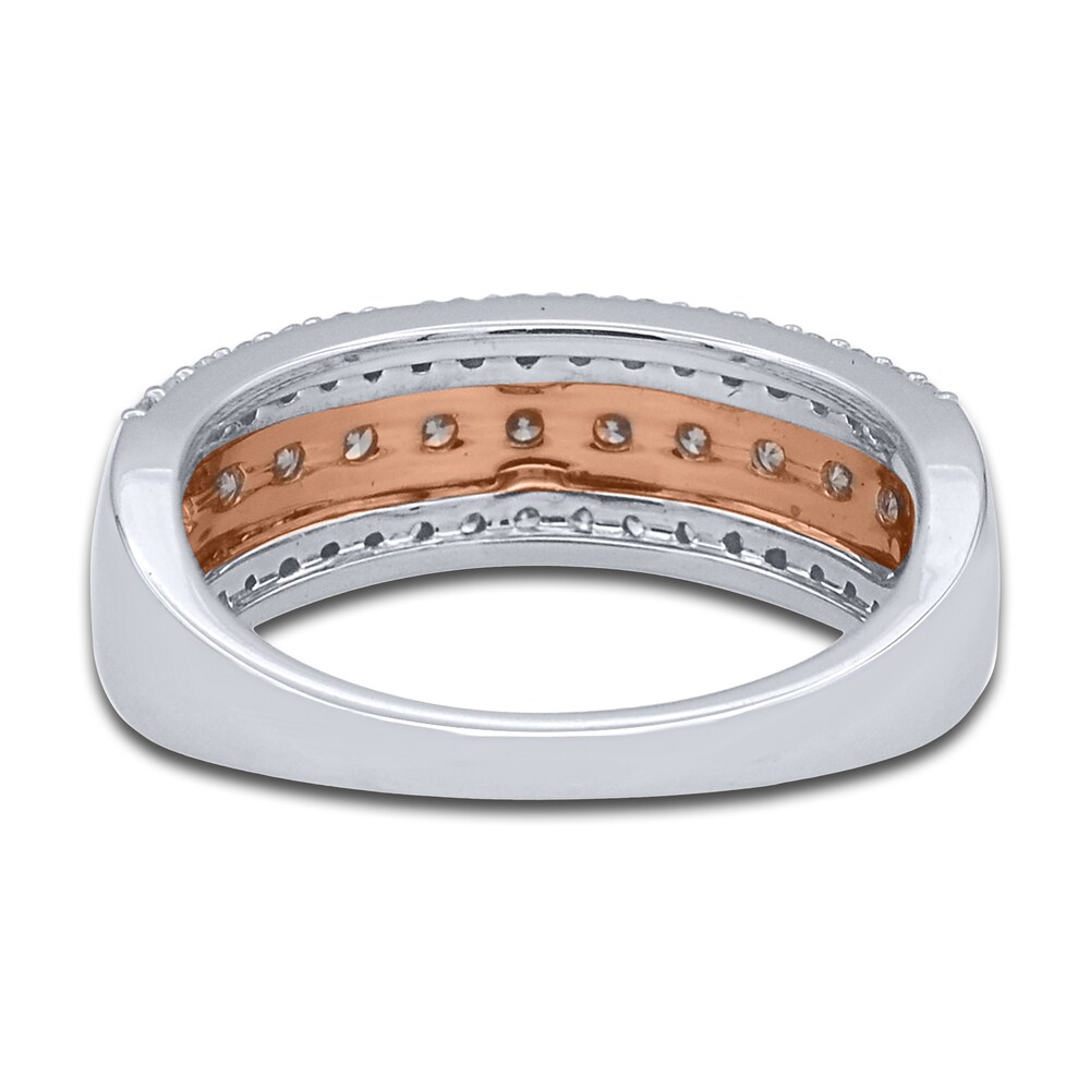 Pink & White Diamond Anniversary Band 3/4 ct tw Round 14K Two-Tone Gold HokHMQrY