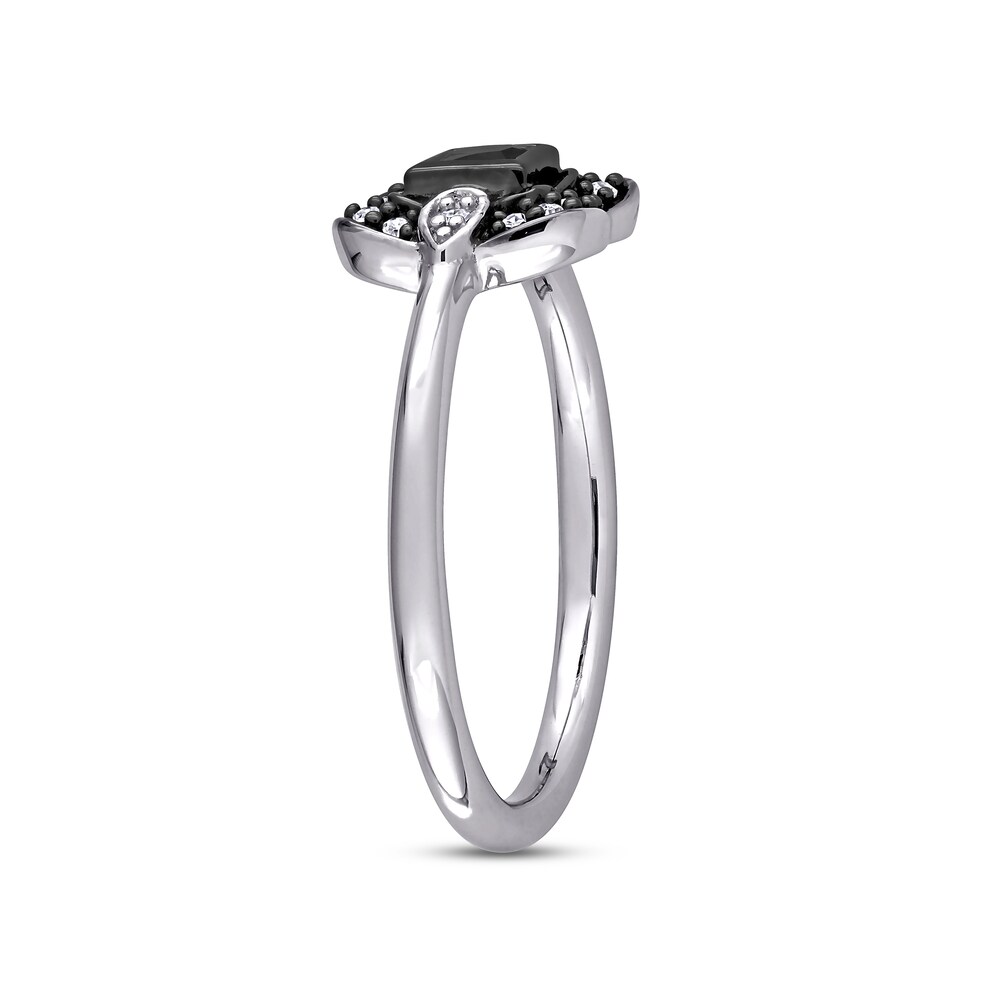 Black & White Diamond Ring 1/4 ct tw Princess/Round 10K White Gold HpUAxnk2