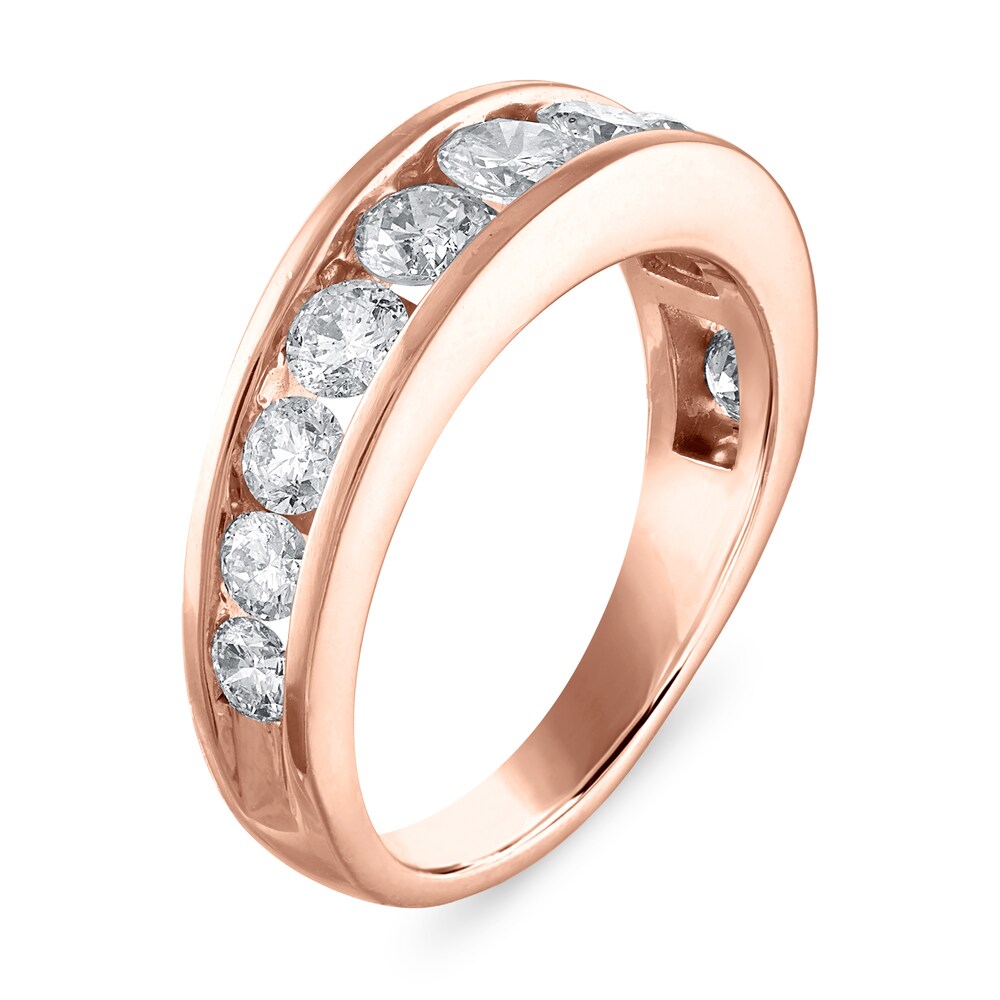 Diamond Wedding Band 1-1/2 ct tw Round 14K Rose Gold Hygz13cY