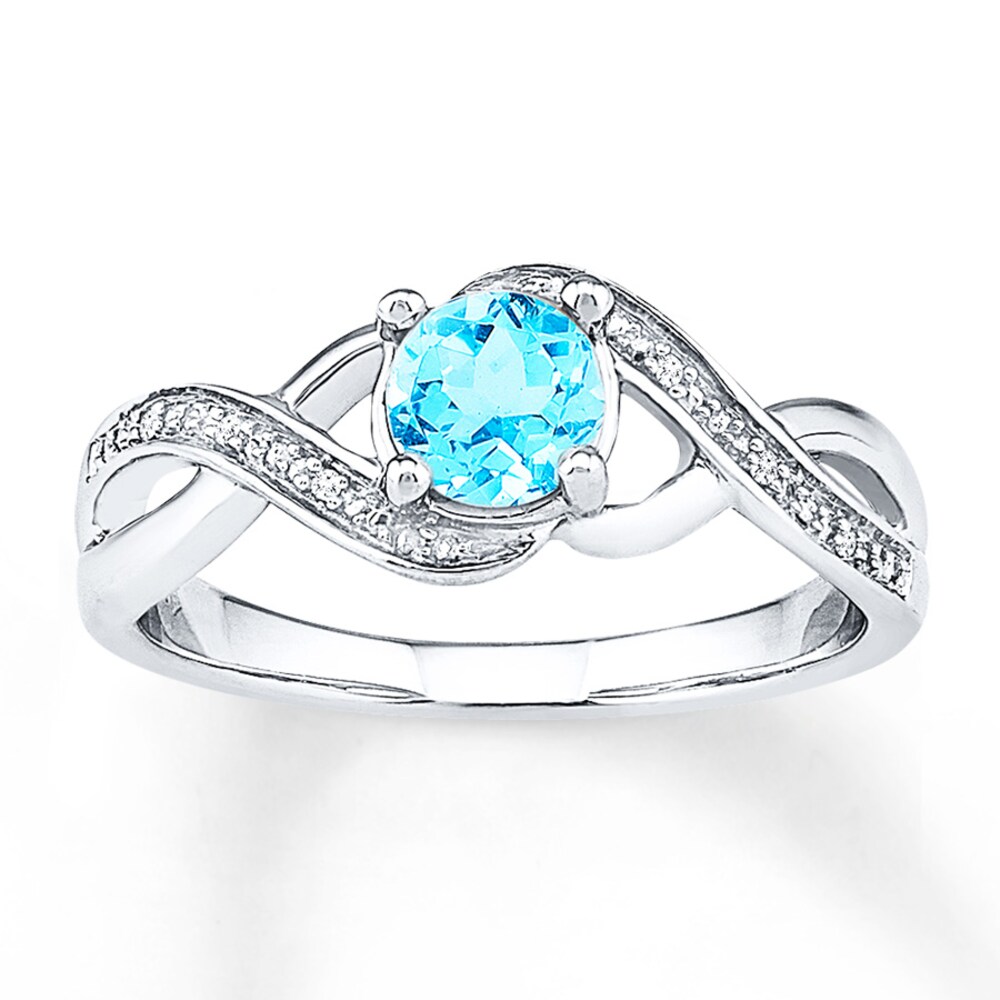 Blue Topaz Ring Diamond Accents Sterling Silver HzgFXiVA