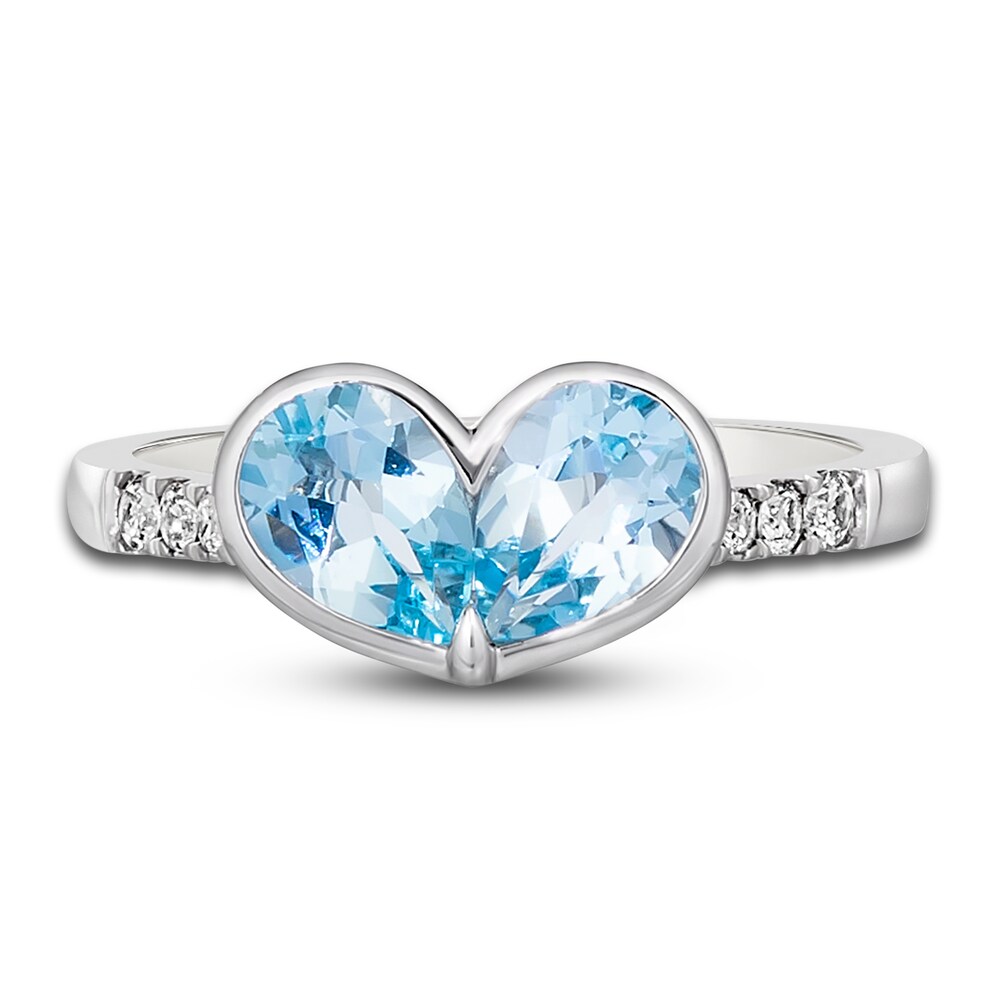 Le Vian Natural Aquamarine Heart Ring 1/10 ct tw Round 14K Vanilla Gold I2N8Kw9n