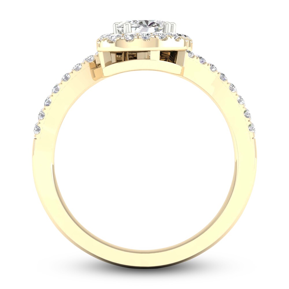 Lab-Created Diamond Ring 1 ct tw Oval/Round 14K Yellow Gold I2Zy0mx6