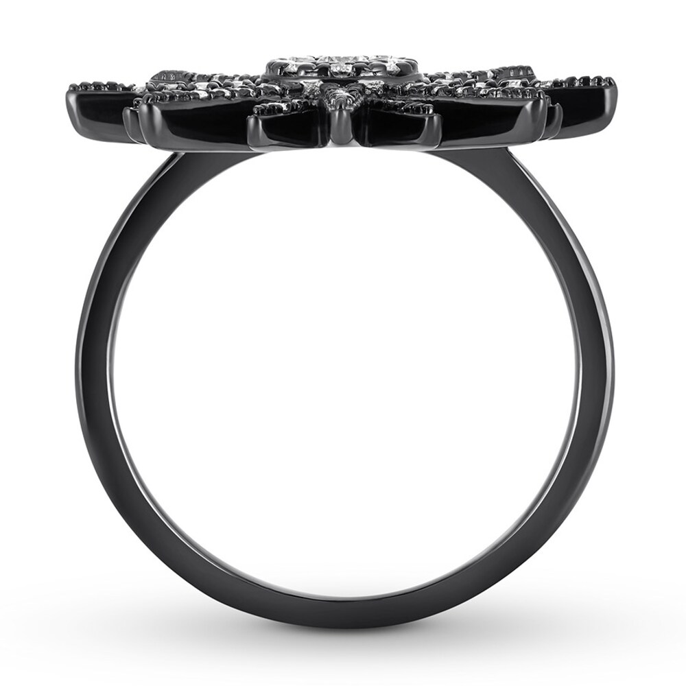 House of Virtruve Diamond Ring 1/3 ct tw Round Black Ruthenium-Plated Sterling Silver I5E37PVZ