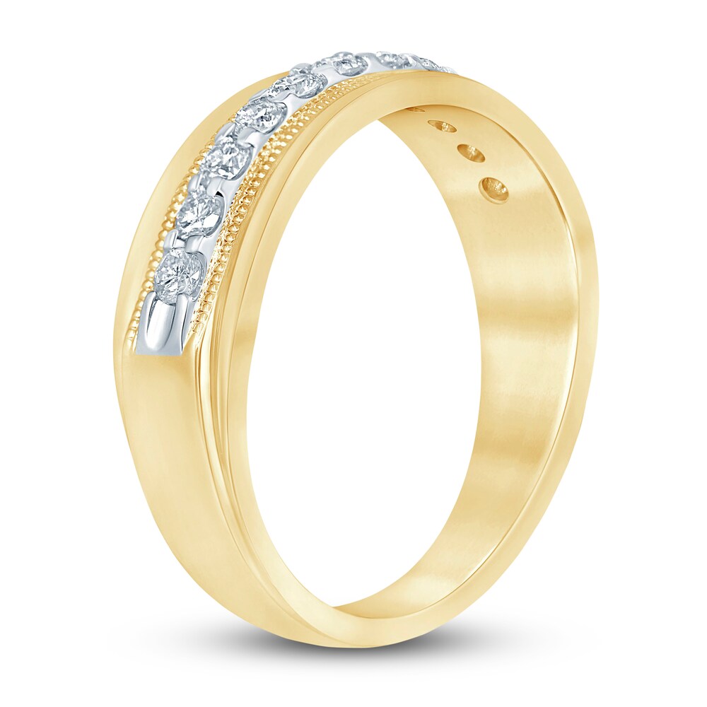 Men\'s Diamond Wedding Band 1/2 ct tw Round 14K Yellow Gold IH1Ptde5