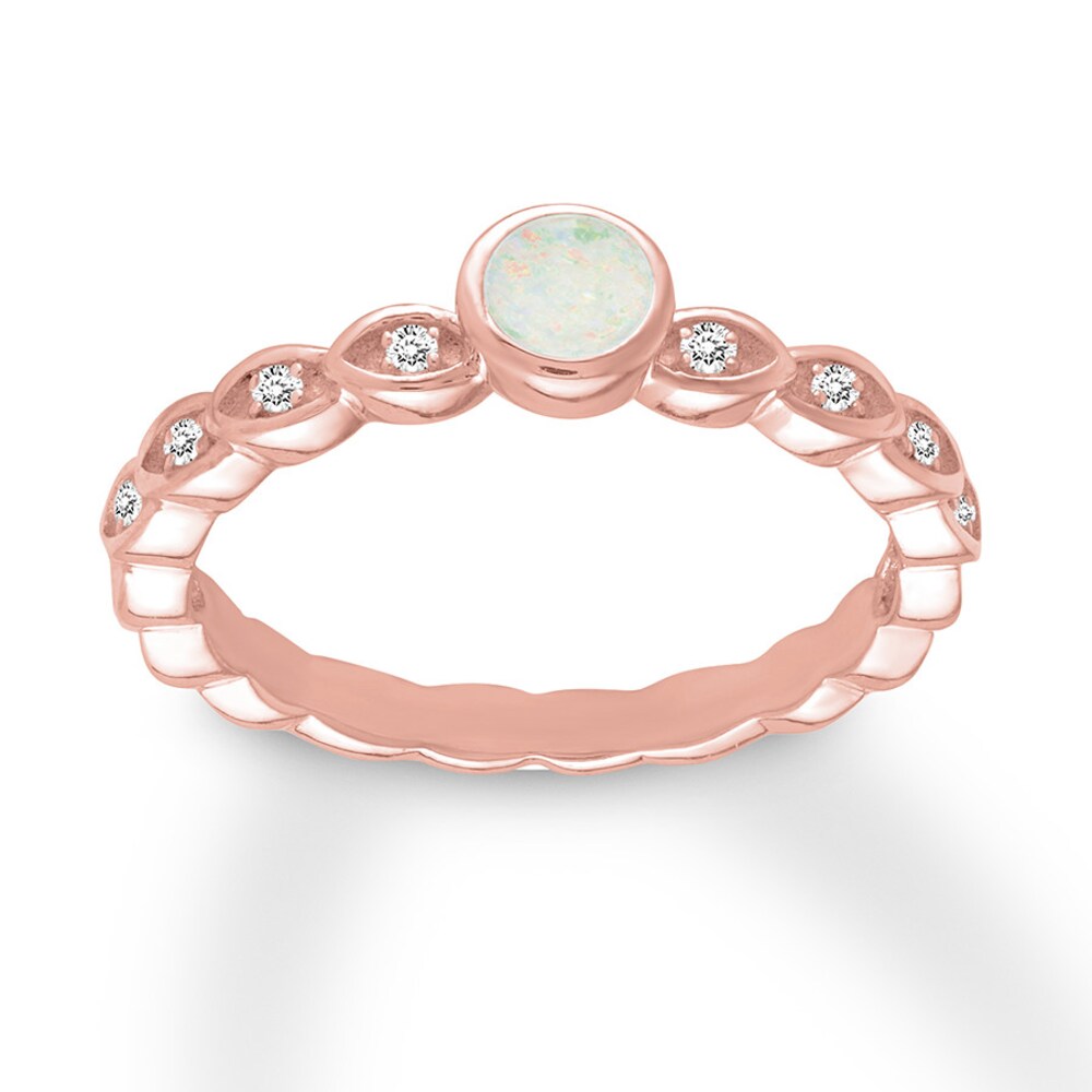 Natural Opal Ring 1/20 carat tw Diamonds 10K Rose Gold IHLnjSKP [IHLnjSKP]