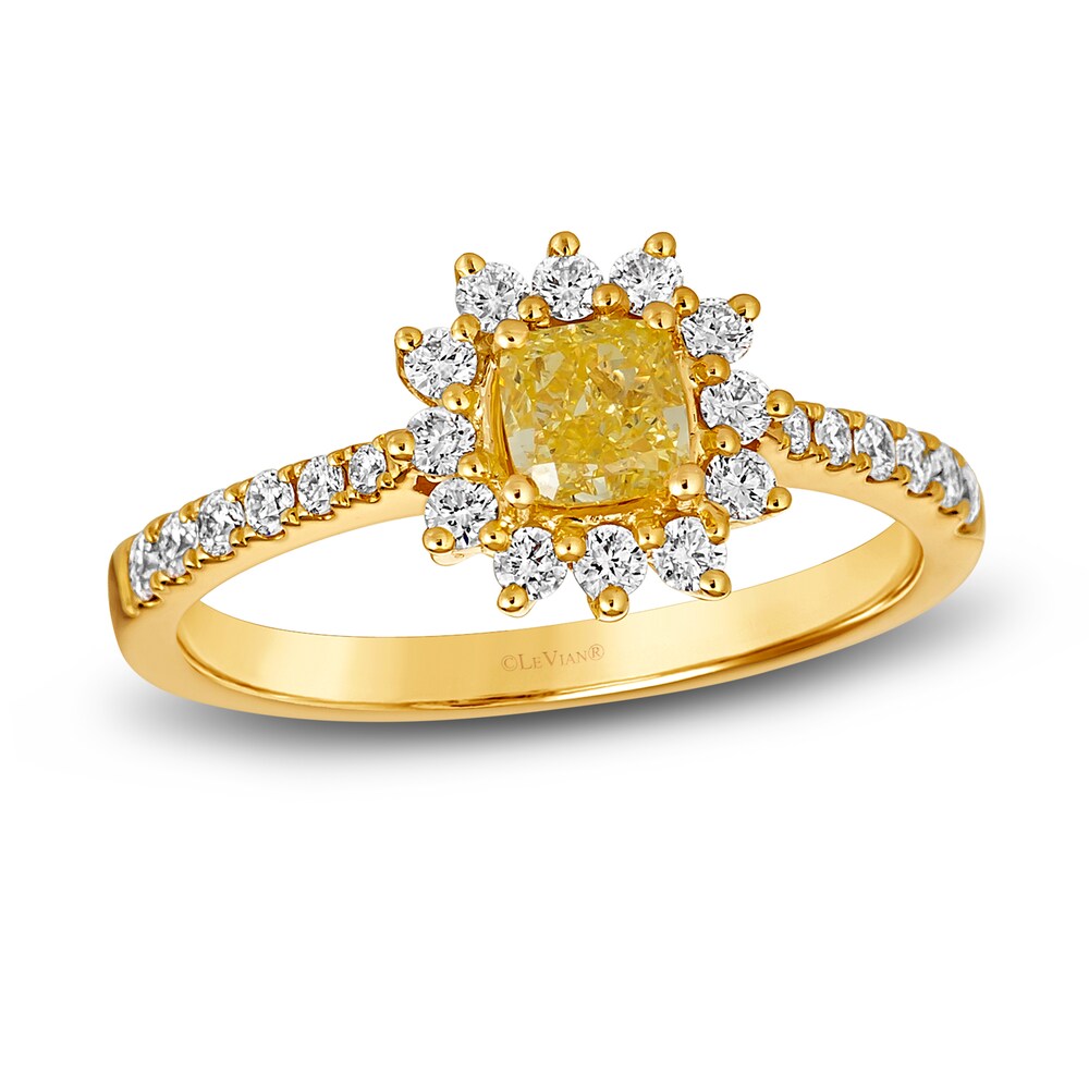 Le Vian Sunny Yellow Diamond Ring 1 ct tw Cushion/Round 14K Honey Gold ILXZPnDb