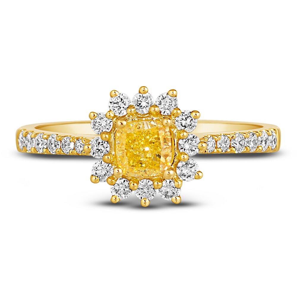 Le Vian Sunny Yellow Diamond Ring 1 ct tw Cushion/Round 14K Honey Gold ILXZPnDb