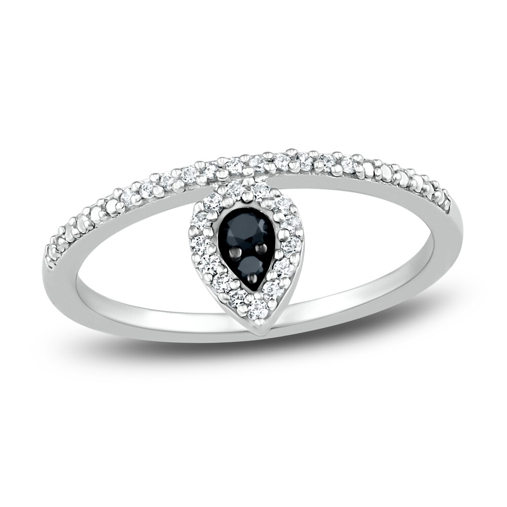 Black Diamond Promise Ring 1/5 ct tw Round 10K White Gold IP9hXL8O