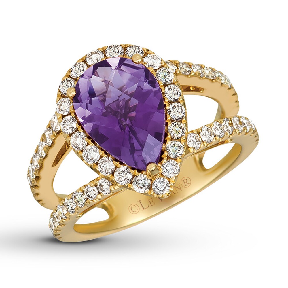 Le Vian Amethyst Ring 1 carat tw Diamonds 14K Honey Gold IU4zXtJA