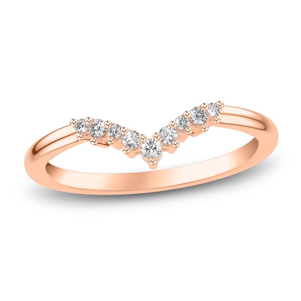 Diamond Chevron Wedding Band 1/10 ct tw Round 14K Rose Gold ImoR3RPz [ImoR3RPz]