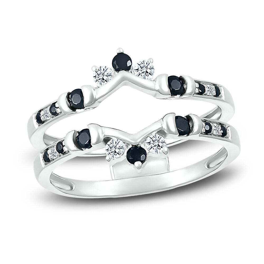 Black Diamond Anniversary Enhancer Ring 3/8 ct tw Round 10K White Gold Ivx1pQoI [Ivx1pQoI]