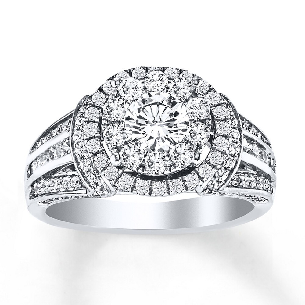 Diamond Engagement Ring 1-1/2 ct tw Round-cut 14K White Gold IxDsDzXG