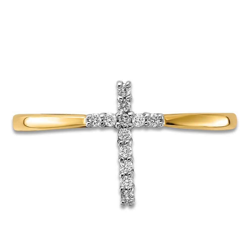 Diamond Cross Ring 1/15 ct tw Round 14K Yellow Gold Iys8yoML