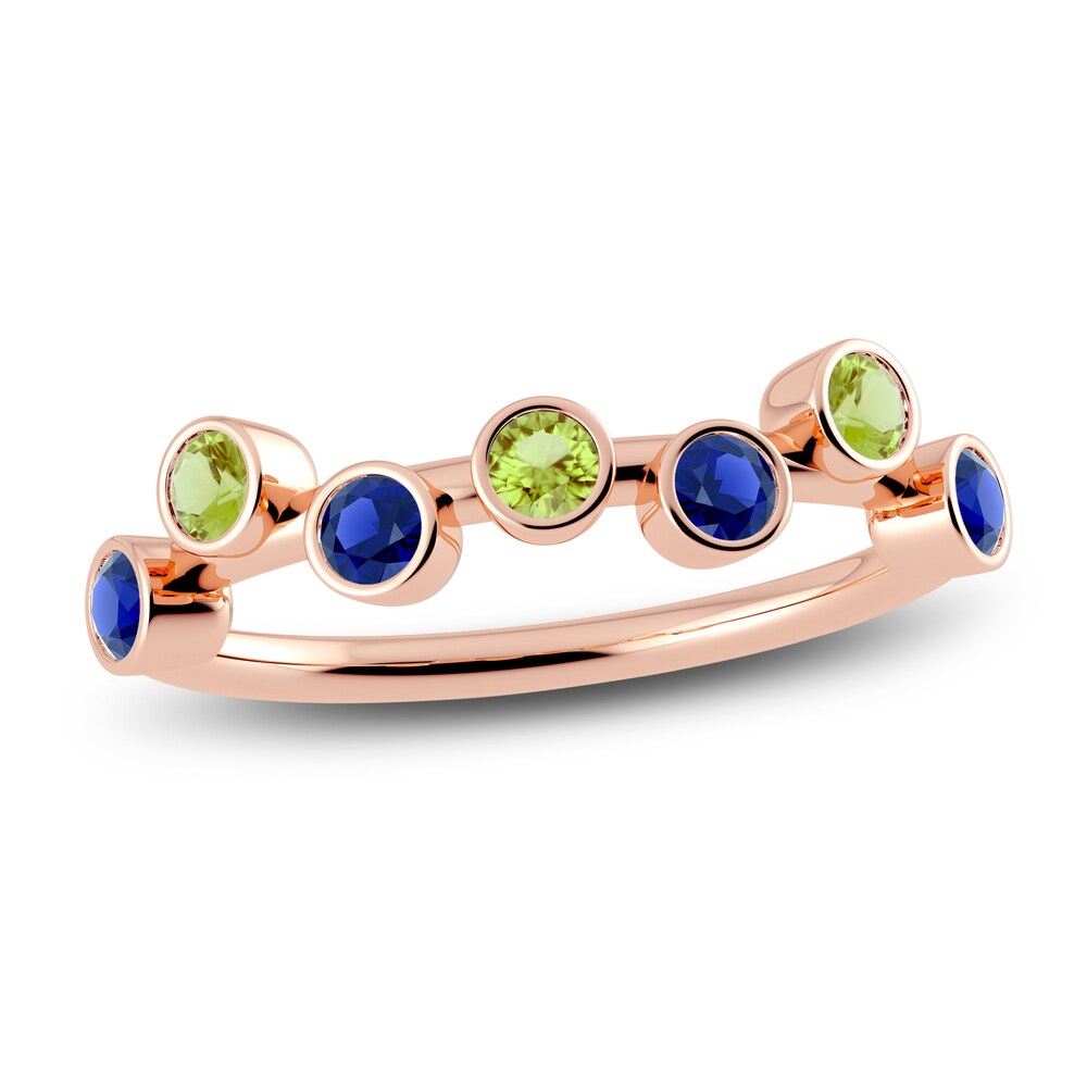 Juliette Maison Natural Peridot & Natural Blue Sapphire Ring 10K Rose Gold J4xpbTGs