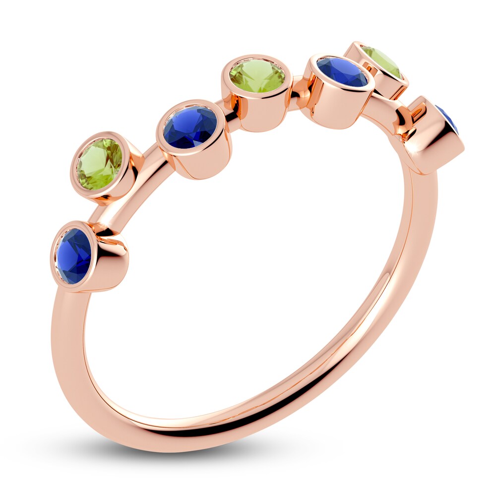 Juliette Maison Natural Peridot & Natural Blue Sapphire Ring 10K Rose Gold J4xpbTGs