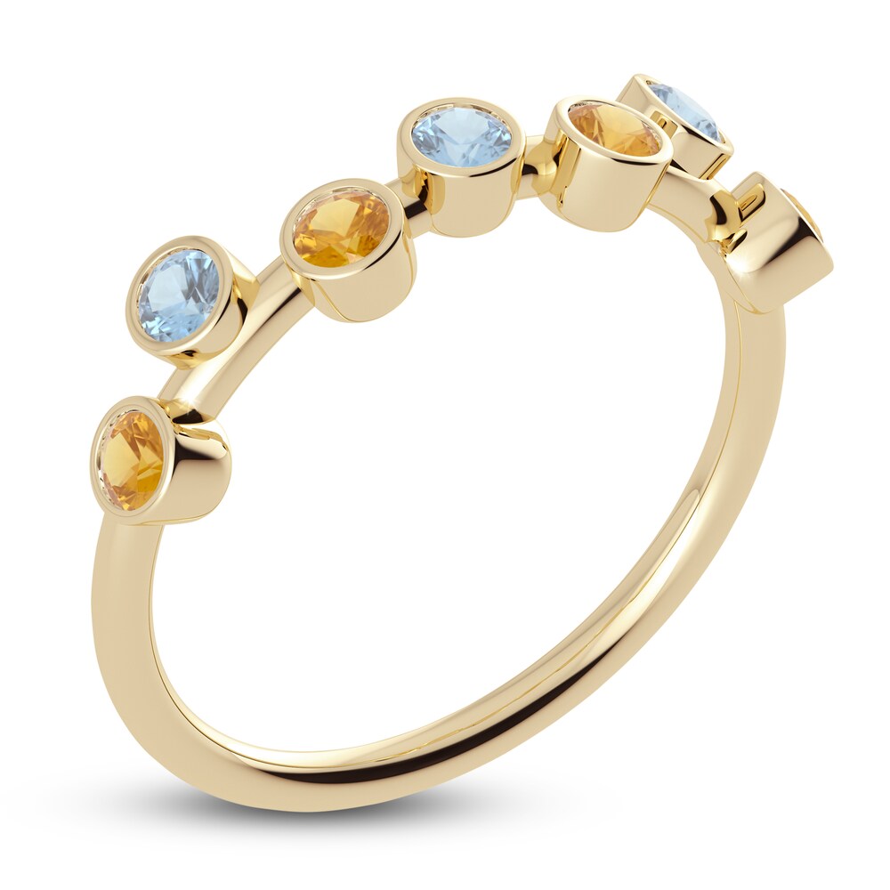 Juliette Maison Natural Citrine & Natural Aquamarine Ring 10K Yellow Gold J6mVj0fK