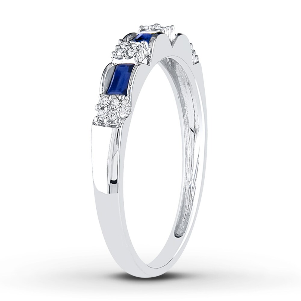 Natural Sapphire Ring 1/15 ct tw Diamonds 10K White Gold 3.5mm JBzCaGEi