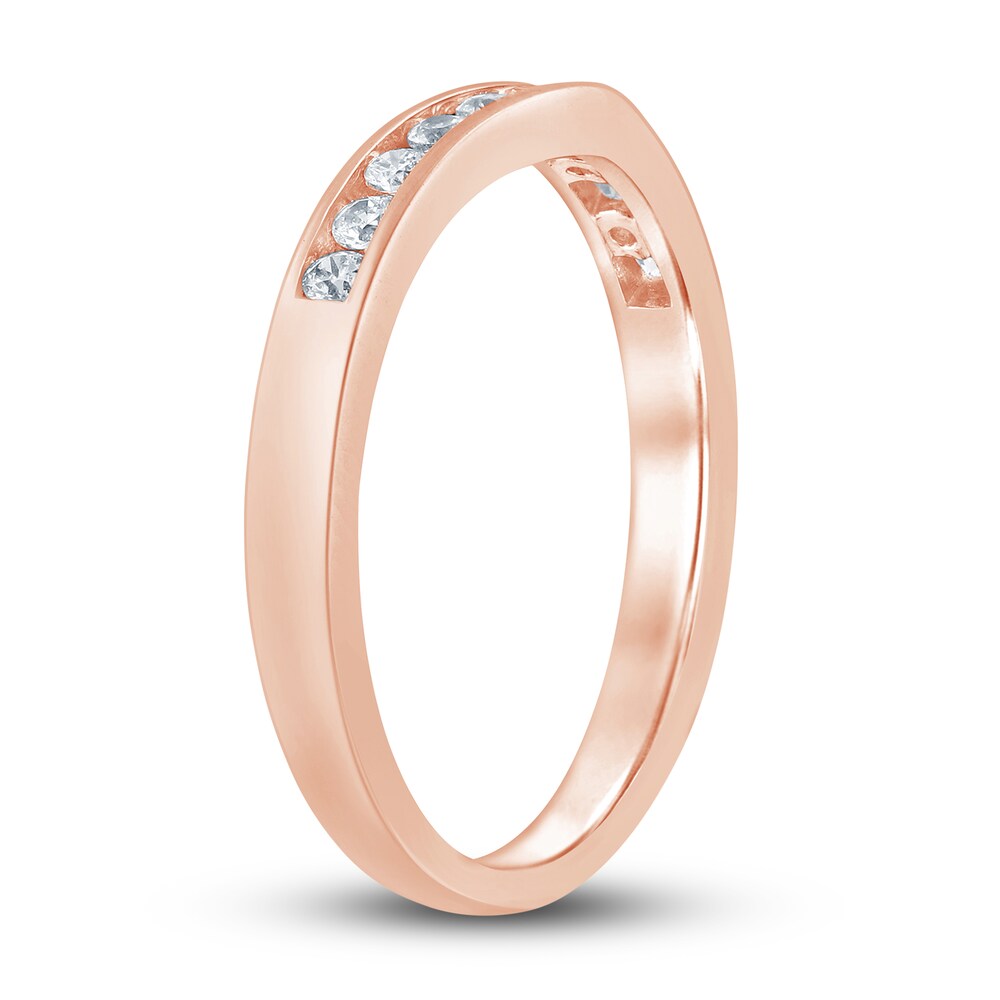 Diamond Contour Wedding Band 1/4 ct tw Round 14K Rose Gold JDwcGa8o