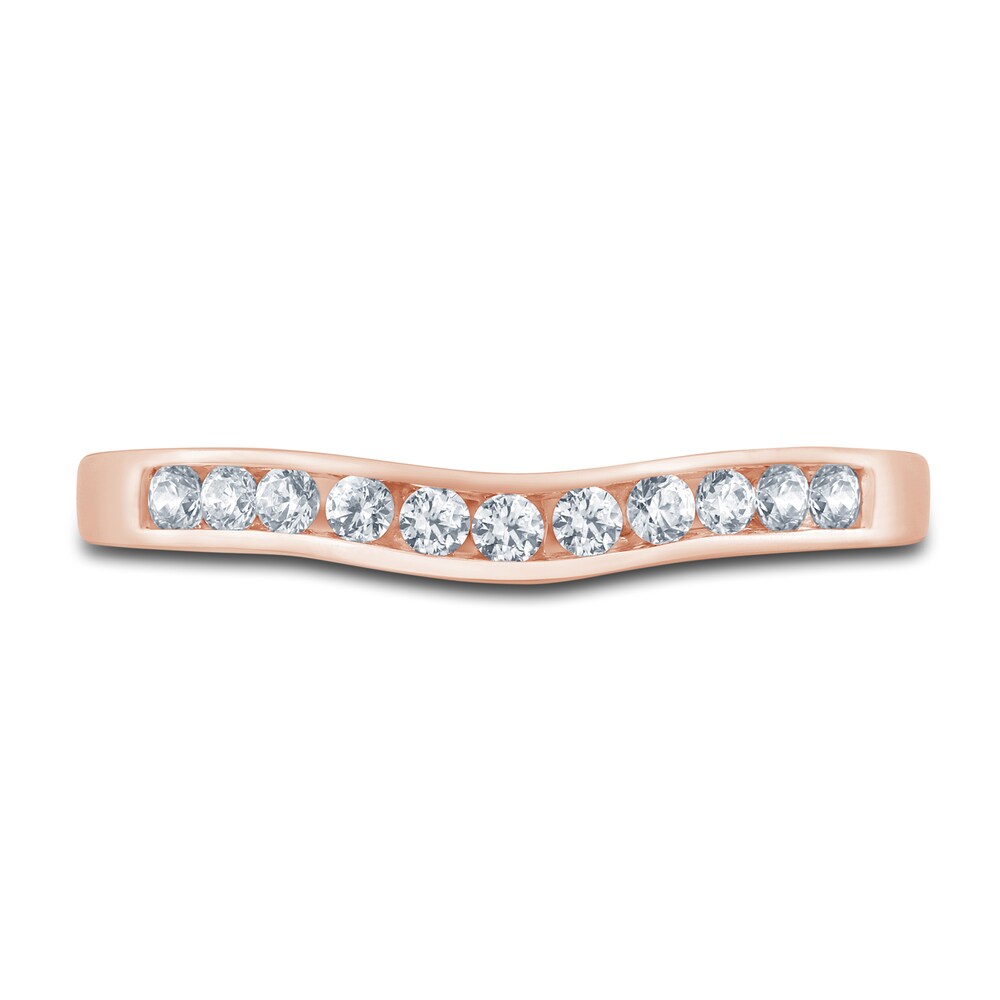 Diamond Contour Wedding Band 1/4 ct tw Round 14K Rose Gold JDwcGa8o